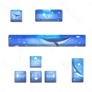 12mm Height PBT OEM MX Switch Whales Keycaps Set [12 pcs]