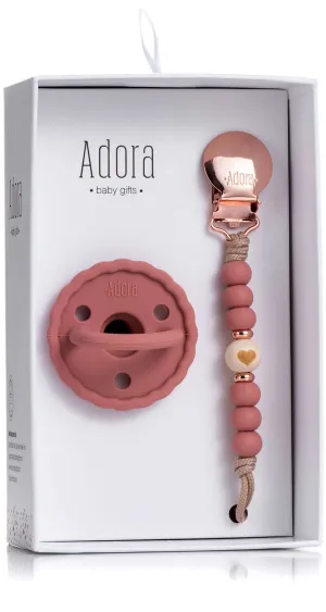 Adora Scalloped Wood Heart Pacifier Clip Set