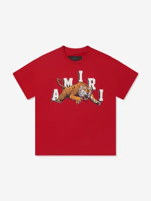 Amiri Kids Tiger T-Shirt in Red