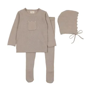 Bee & Dee Toasted Almond Chevron Knit 3 Pc Set