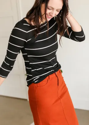 Black Striped Boatneck Top - FINAL SALE