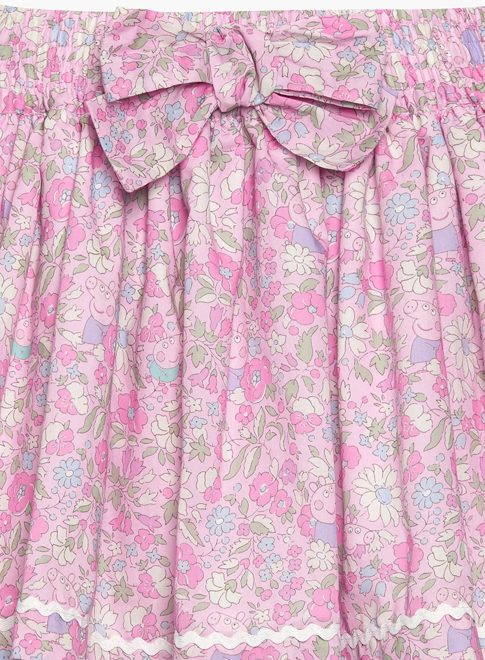 Bow Skirt in Pink Peppa Meadow