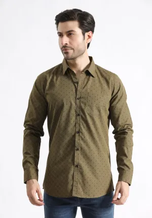 Brown Printed Casual Shirt