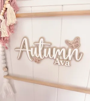 Butterfly Double Layer Custom Double Acrylic Name