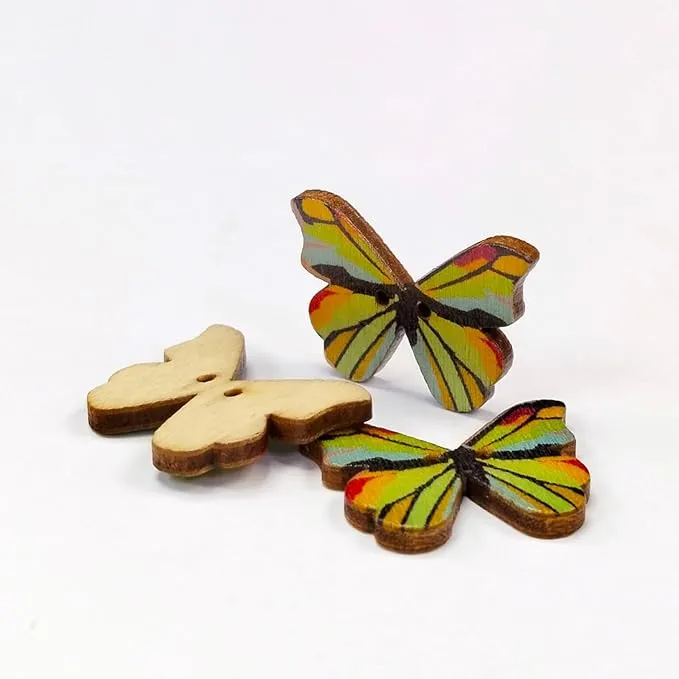 Butterfly Wooden Buttons(Pack of 6 Buttons)