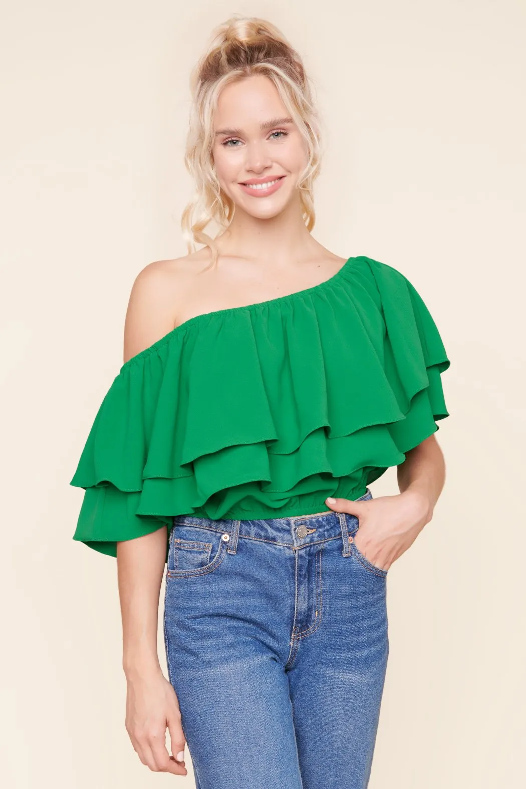 Charmer One Shoulder Ruffle Top