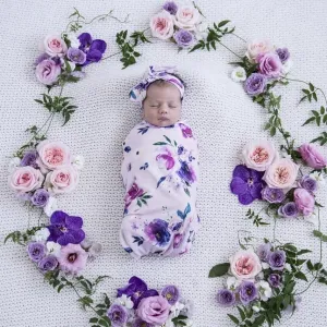 Floral Kiss Snuggle Swaddle & Topknot Set