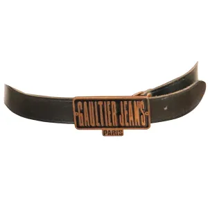 GAULTIER JEANS Black Belt W/ Logo Buckle