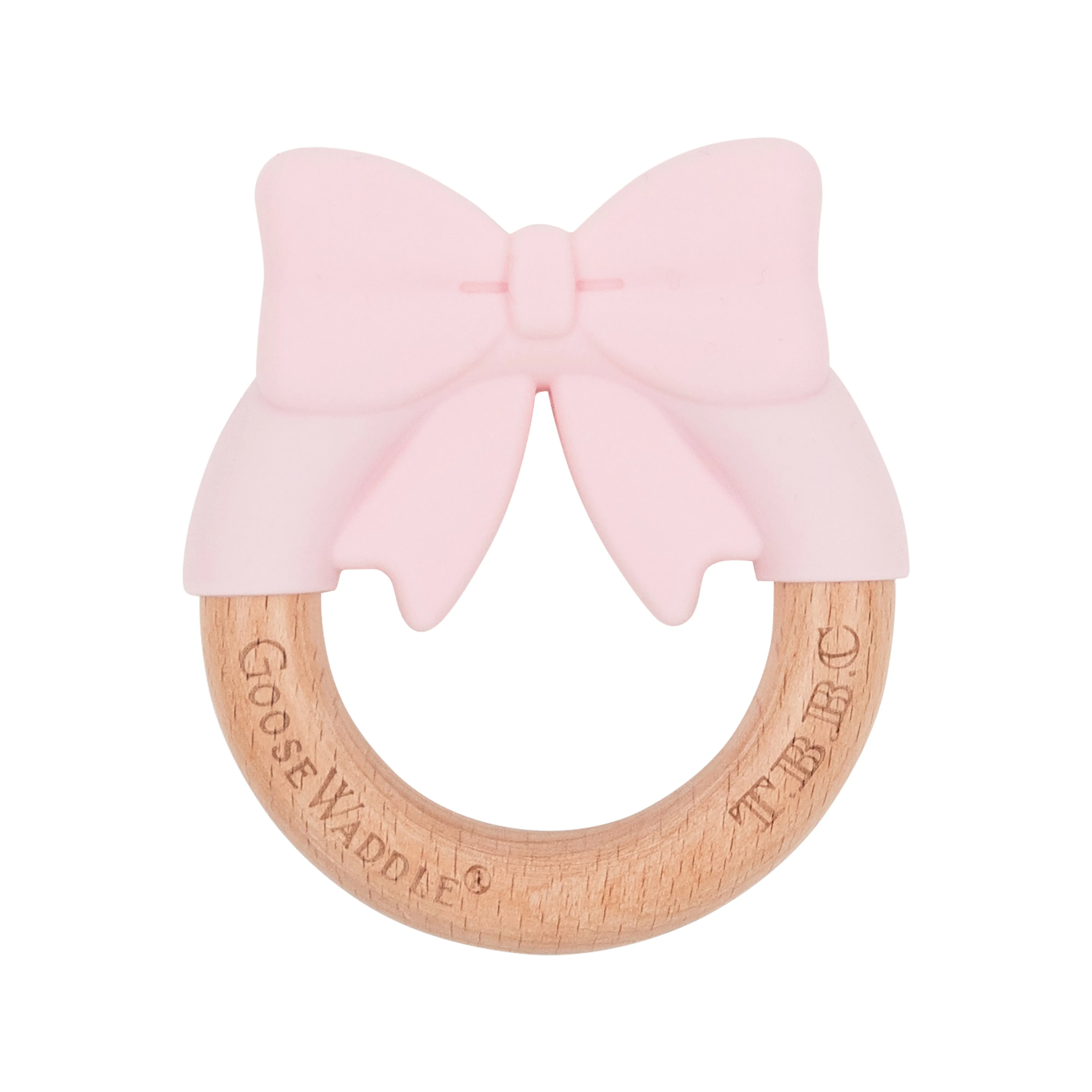 GooseWaddle x T.B.B.C. Bow Wooden & Silicone Teether - Palm Beach Pink