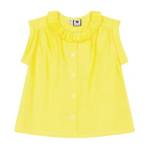 Iris Ruffle Top Yellow Dot