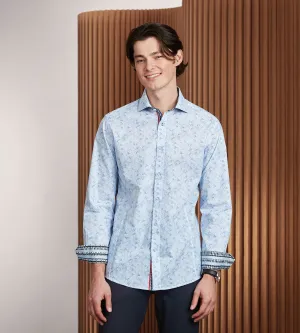 Modern Fit Long Sleeve Single Collar Printed Sport Shirt