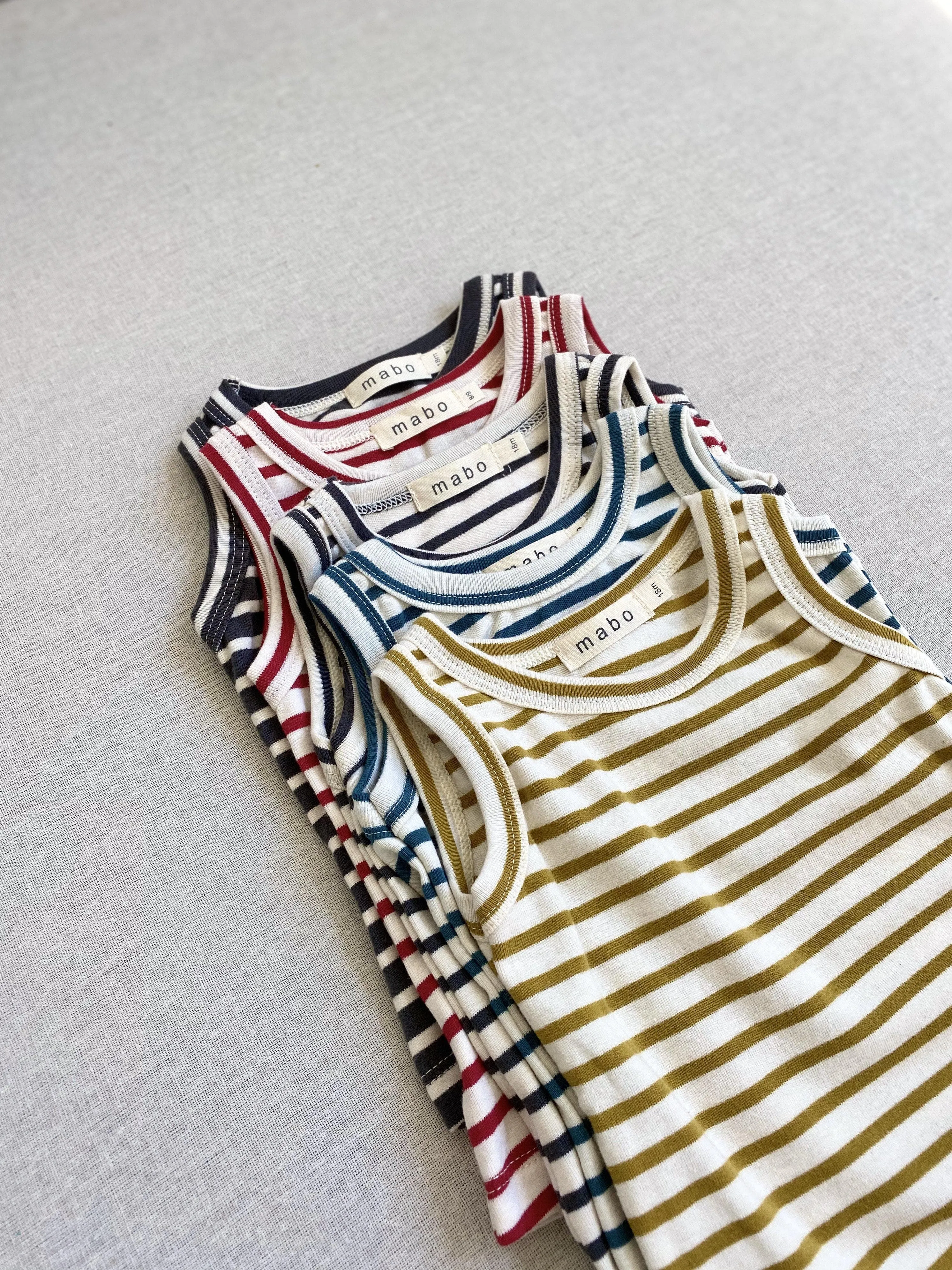 organic cotton tank top - natural/azure stripe