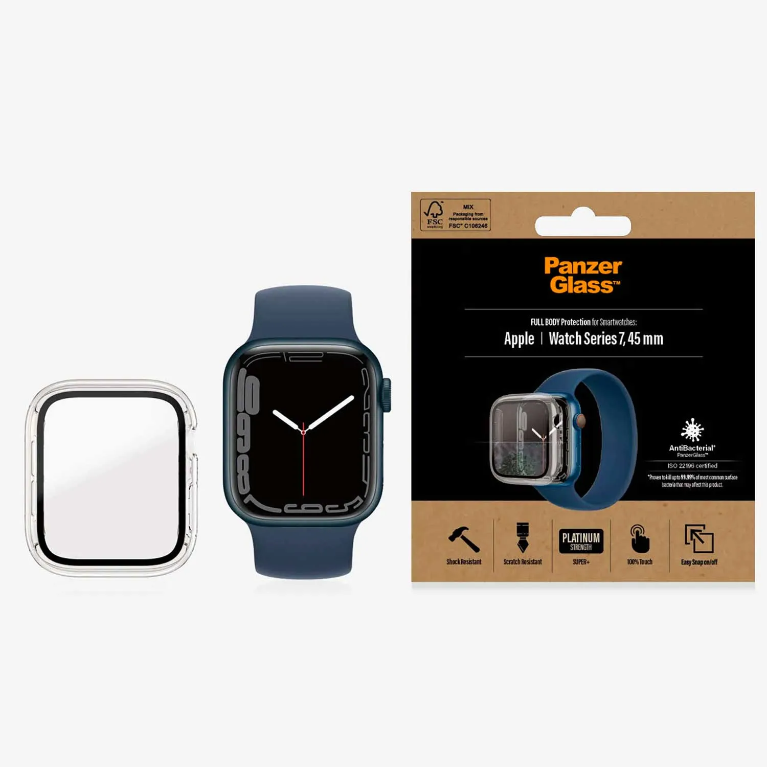 PanzerGlass Apple watch 9 / 8 / 7 45mm Full Body Screen Protector Clear