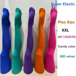 Plus Size Candy Color Velvet Stockings - High Quality Spandex Nylon Solid Tights for Women