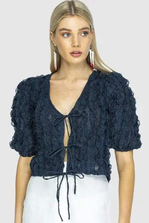 POSIE TIE TOP - NAVY BLUE