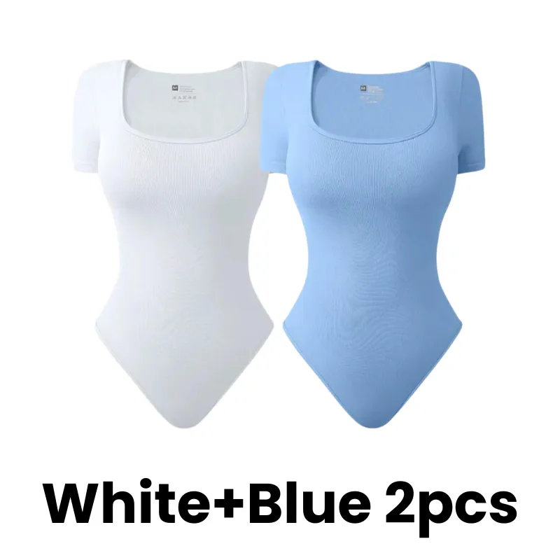 SheCurve® Square Neck Short Sleeve Snatching Bodysuit