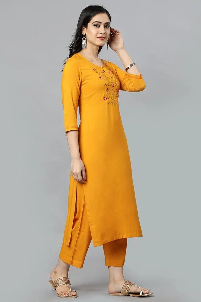 Yellow Angoori Kurta Pants Set